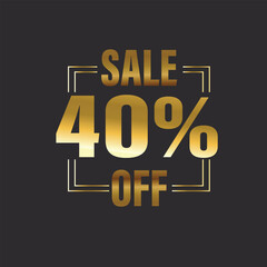 Elegant golden 40 off sale design for luxury brands, ideal for highlighting exclusive discounts and special offers, attracting sophisticated customers and boosting sales