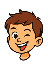 Cute boy face with wink expression, vector style.