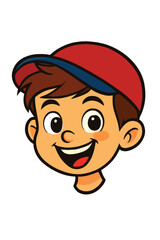 Boy clipart with cap and cheerful smile.