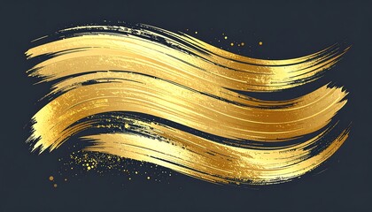 Golden brushstroke artwork with textured strokes and shimmering particles on dark background
