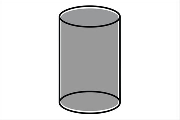 Vector art of simple gray cylinder, a fundamental geometric shape for mathematical illustrations, 3d modeling, and representing volume, suitable for educational and design projects