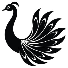 peacock tail spread vector icon