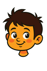 Cartoon boy with shy blushing cheeks.