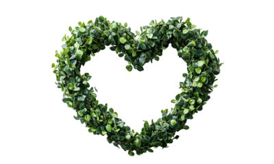 Heart-shaped wreath crafted from dense green leaves, forming a tidy, leafy outline with natural texture and vibrant color