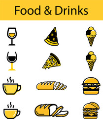 Delicious Food Icons for Café Menu Design