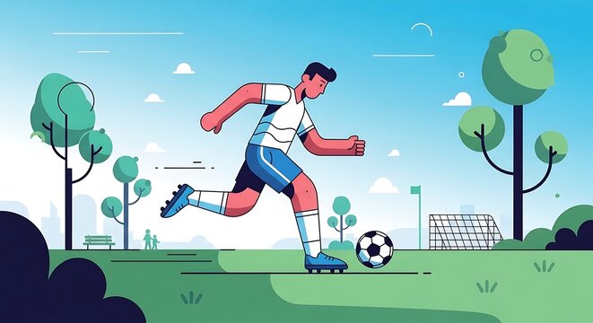 Soccer Player Dribbling Ball.