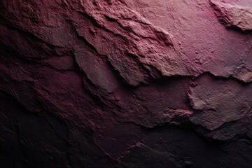 Fototapeta premium Textured burgundy slate stone surface angled close up shot showing natural rock formations and shadows for backgrounds and design elements