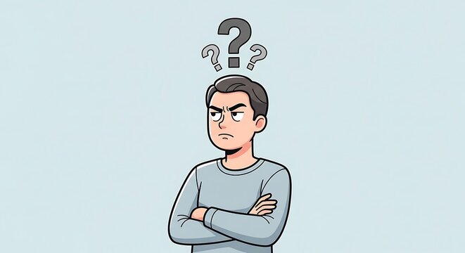 Confused Man Questioning.