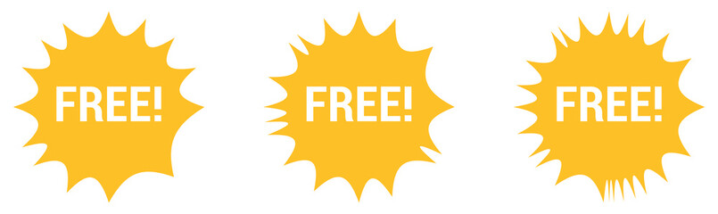 Free vector icon. Yellow badge sticker illustration sign. Promotion and advertising. For promotions, giveaways, retail offers, and ecommerce sales.

