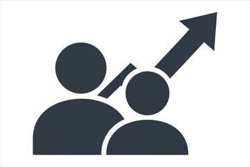 Vector art of growth of team teamwork success icon vector illustration of people with arrow up business concept career development leadership