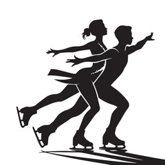 Ice Dance Couple in Lift - Black Silhouette