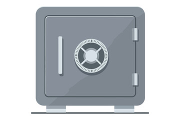 Illustration of a safe with a combination lock the safe is gray and has a handle on the left side the combination lock is in the center
