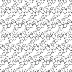 Seamless Pattern of Cute Cartoon Figures Holding Hands - Vector Design