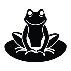 frog sitting on lily                   vector icon