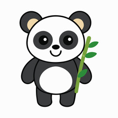 Obraz premium cute panda with bamboo
