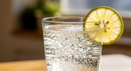 Sparkling water with lime.