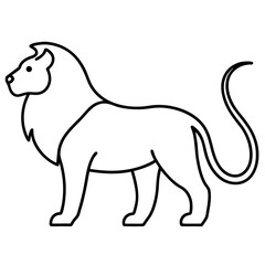 vector illustration of a lion vector line art