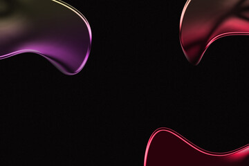 Abstract fluid shapes with iridescent glow on black background
