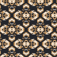 embroidery pixel ethnic aztec seamless pattern vector design