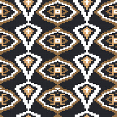embroidery pixel ethnic aztec seamless pattern vector design
