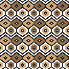 embroidery pixel ethnic aztec seamless pattern vector design