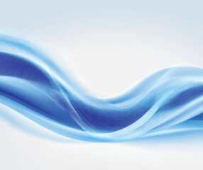 Abstract Blue Wave Flowing Across a Light Background with Subtle Lines and Smooth Gradient Texture Design