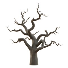 Bare dry tree with twisted branches illustration on white background for conceptual design, minimal wallpaper and artistic inspiration Generative Ai
