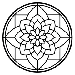 Fototapeta premium Geometric Mandala Flower Outline circular pattern