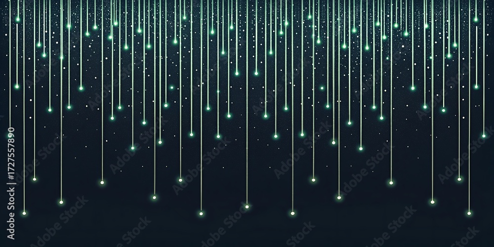 Poster abstract falling light streaks on dark background for technology or science concepts.