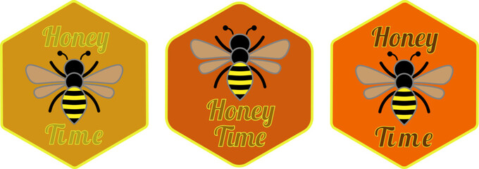 Honey Time Bee and Honeycomb Illustrations