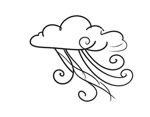 Simple sketch of a cartoon cloud with wind