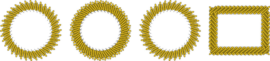 Wheat wreaths and frame set – organic agriculture and natural food design