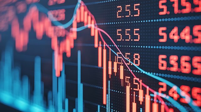Stock Market Chart with Bullish and Bearish Trends Displaying Financial Data Analysis and Investment Opportunities