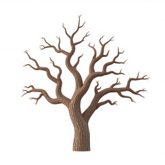 Leafless dry tree with bare branches illustration on white background for conceptual design, minimal wallpaper and artistic inspiration Generative Ai
