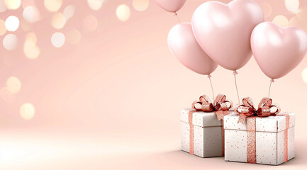 pink gift box with balloons