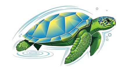 Turtle swimming ocean.