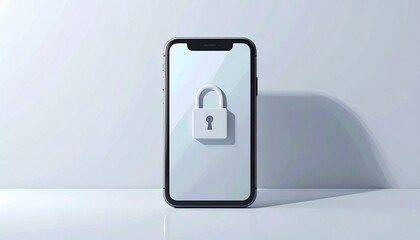 Smartphone displaying a white padlock icon on screen, symbolizing digital data security, cyber privacy, and mobile device protection.