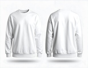 Blank white sweatshirt front and back view