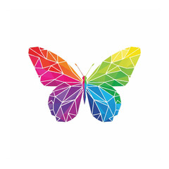 Geometric Butterfly Design with Low Poly Shapes and Rainbow Color Scheme