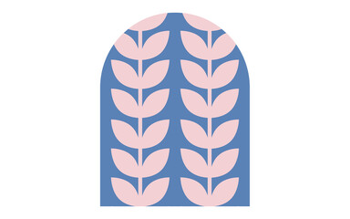 Abstract Arc Shape with Internal Leaf Motif illustration