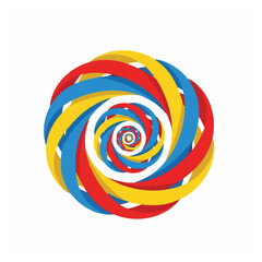 Hypnotic Spiral Optical Illusion with Primary Color Bands