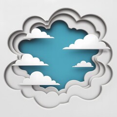 Paper cutout cloud design illustration with layered style for abstract concept, decorative wallpaper and creative atmospheric inspiration Generative Ai
