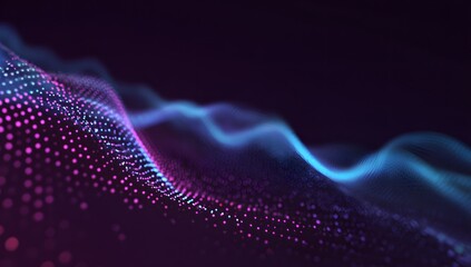 Pink to Blue Digital Mesh Waveform on Black Background for AI, Data, or Abstract Tech Design

