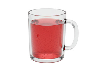 Glass mug with red liquid isolated, refreshing drink with bubbles on transparent background, beverage for summer refreshment