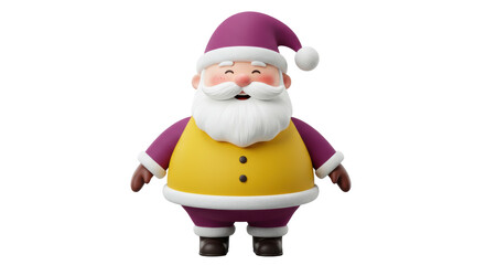 Cartoon Santa Claus with purple hat isolated PNG, festive holiday character for Christmas and New Year designs
