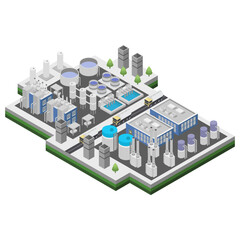 Isometric water purification plant