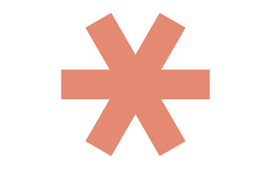 Solid Red Six Pointed Asterisk or Star Graphic illustration