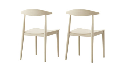 Pair of light wood chairs isolated on a clean background, minimalist furniture for dining room or kitchen in PNG format