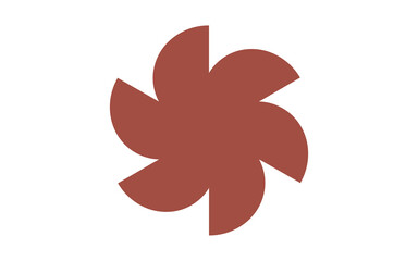 Solid Red Abstract Six Pointed Sharp Star or Blade Shape