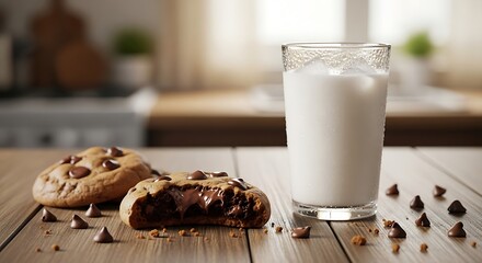 Cookies and Milk on Table.